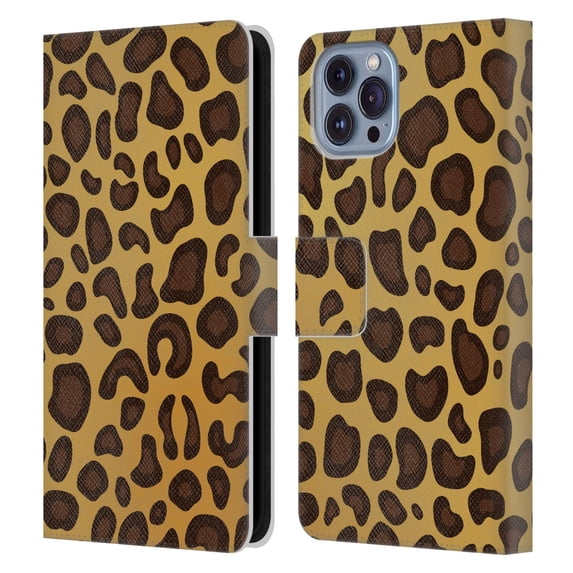Head Case Designs Officially Licensed Haroulita Animal Prints Leopard Leather Book Wallet Case Cover Compatible with Apple iPhone 14