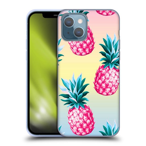 Head Case Designs Officially Licensed Haroulita Fruits Pink Pineapples Soft Gel Case Compatible with Apple iPhone 13