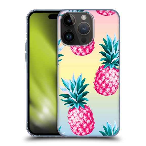 Head Case Designs Officially Licensed Haroulita Fruits Pink Pineapples Soft Gel Case Compatible with Apple iPhone 15 Pro