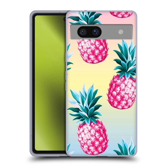 Head Case Designs Officially Licensed Haroulita Fruits Pink Pineapples Soft Gel Case Compatible with Google Pixel 7a