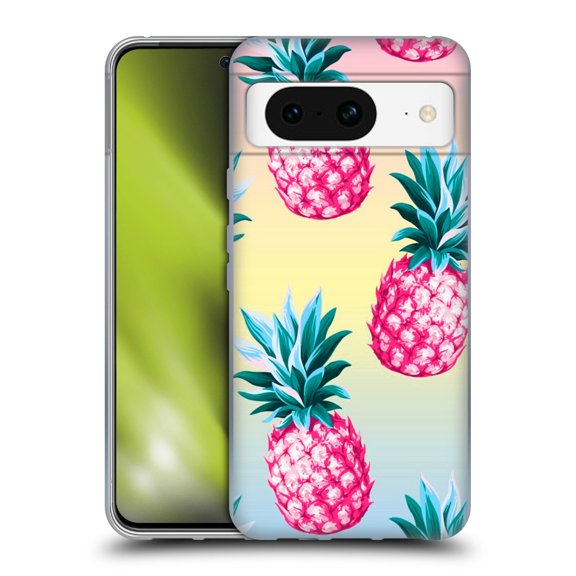Head Case Designs Officially Licensed Haroulita Fruits Pink Pineapples Soft Gel Case Compatible with Google Pixel 8