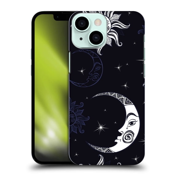 Head Case Designs Officially Licensed Haroulita Magick - Tarot - Mystical Star And Moon Black Hard Back Case Compatible with Apple iPhone 13 Mini