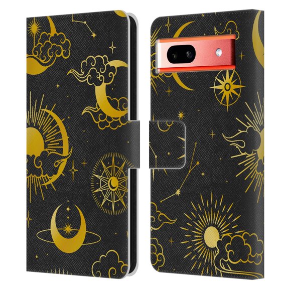 Head Case Designs Officially Licensed Haroulita Magick - Tarot - Mystical Sun Moon Stars Leather Book Wallet Case Cover Compatible with Google Pixel 7a