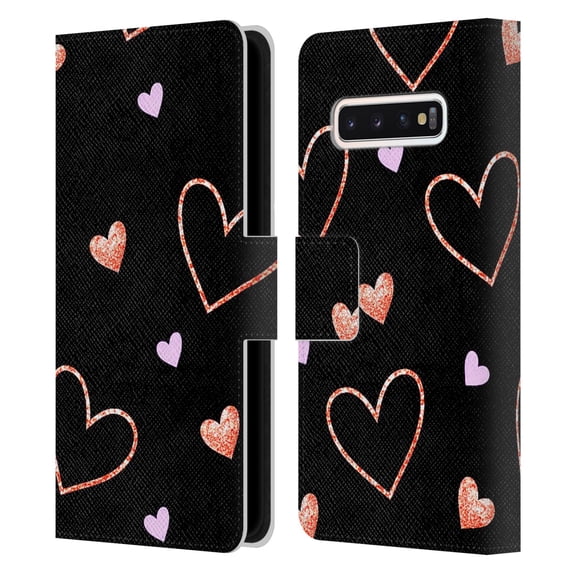 Head Case Designs Officially Licensed Haroulita Patterns 2 Hearts Leather Book Wallet Case Cover Compatible with Samsung Galaxy S10