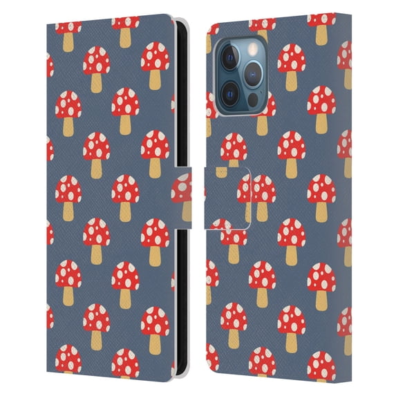 Head Case Designs Officially Licensed Haroulita Patterns 2 Mushroom Leather Book Wallet Case Cover Compatible with Apple iPhone 12 Pro Max