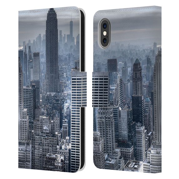 Head Case Designs Officially Licensed Haroulita Places New York 3 Leather Book Wallet Case Cover Compatible with Apple iPhone X / iPhone XS