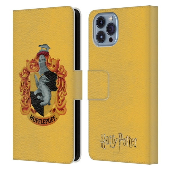 Head Case Designs Officially Licensed Harry Potter Chamber Of Secrets I Hufflepuff Crest Leather Book Wallet Case Cover Compatible with Apple iPhone 14