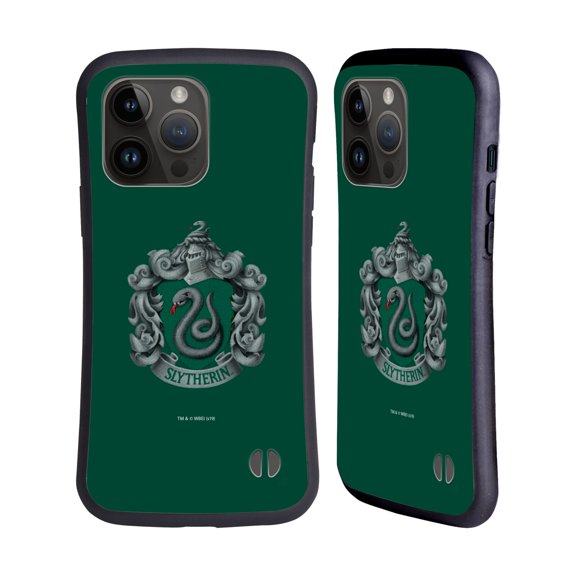 Head Case Designs Officially Licensed Harry Potter Chamber Of Secrets I Slytherin Crest Hybrid Case Compatible with Apple iPhone 15 Pro Max