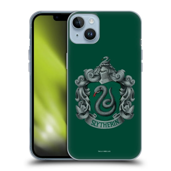 Head Case Designs Officially Licensed Harry Potter Chamber Of Secrets I Slytherin Crest Soft Gel Case Compatible with Apple iPhone 14 Plus