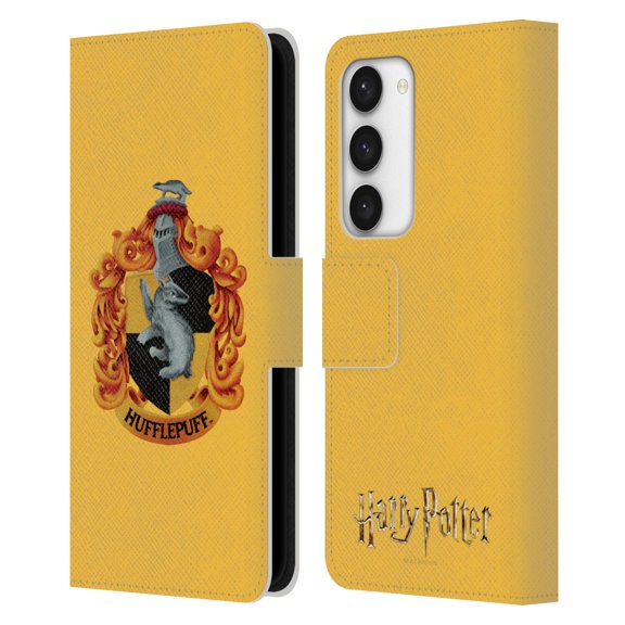 Head Case Designs Officially Licensed Harry Potter Chamber Of Secrets I Hufflepuff Crest Leather Book Wallet Case Cover Compatible with Samsung Galaxy S23 5G