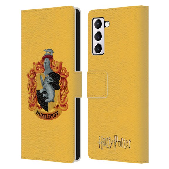 Head Case Designs Officially Licensed Harry Potter Chamber Of Secrets I Hufflepuff Crest Leather Book Wallet Case Cover Compatible with Samsung Samsung Galaxy S21+ 5G