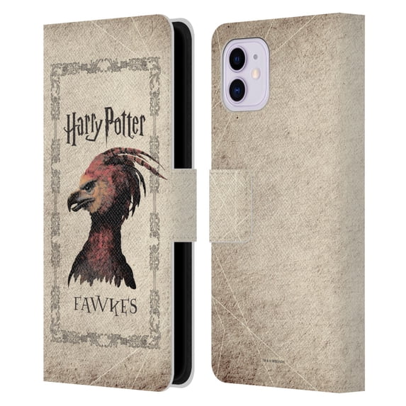 Head Case Designs Officially Licensed Harry Potter Chamber Of Secrets II Fawkes Phoenix Creature Leather Book Wallet Case Cover Compatible with Apple iPhone 11