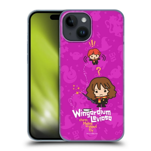 Head Case Designs Officially Licensed Harry Potter Deathly Hallows I Hermione Ron Spell Hard Back Case Compatible with Apple iPhone 15