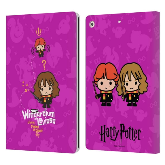 Head Case Designs Officially Licensed Harry Potter Deathly Hallows I Hermione Ron Spell Leather Book Wallet Case Cover Compatible with Apple iPad 10.2 2019/2020/2021