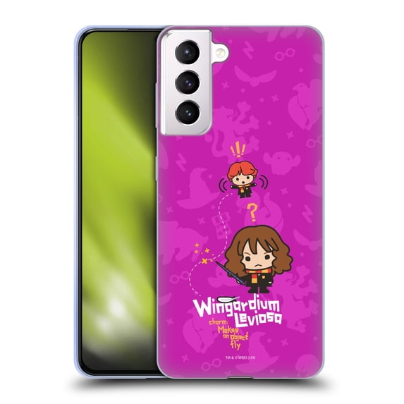 Head Case Designs Officially Licensed Harry Potter Deathly Hallows I Hermione Ron Spell Soft Gel Case Compatible with Samsung Galaxy S21+ 5G