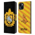thumbnail image 1 of Head Case Designs Officially Licensed Harry Potter Deathly Hallows I Hufflepuff Crest Leather Book Wallet Case Cover Compatible with Apple iPhone 15, 1 of 6