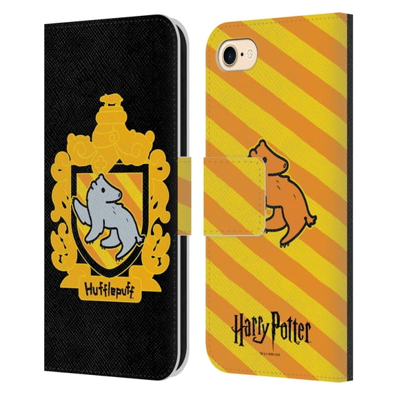 Head Case Designs Officially Licensed Harry Potter Deathly Hallows I Hufflepuff Crest Leather Book Wallet Case Cover Compatible with Apple iPhone 7 / 8 / SE 2020 & 2022
