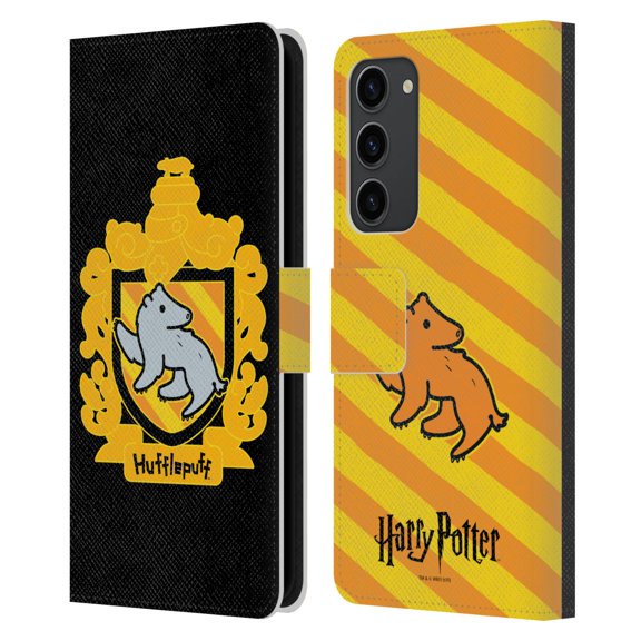 Head Case Designs Officially Licensed Harry Potter Deathly Hallows I Hufflepuff Crest Leather Book Wallet Case Cover Compatible with Samsung Galaxy S23+ 5G