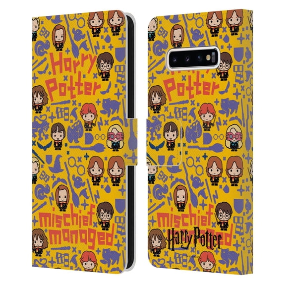 Head Case Designs Officially Licensed Harry Potter Deathly Hallows I Mischief Managed Leather Book Wallet Case Cover Compatible with Samsung Galaxy S10+ / S10 Plus