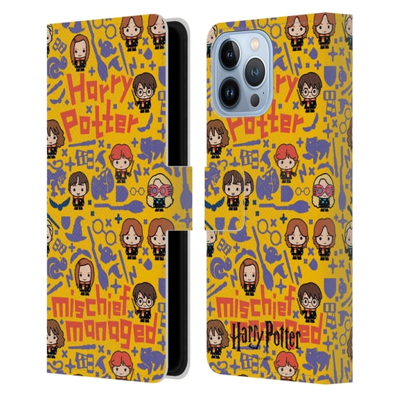 Head Case Designs Officially Licensed Harry Potter Deathly Hallows I Mischief Managed Leather Book Wallet Case Cover Compatible with Apple iPhone 13 Pro Max