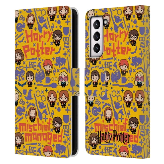 Head Case Designs Officially Licensed Harry Potter Deathly Hallows I Mischief Managed Leather Book Wallet Case Cover Compatible with Samsung Galaxy S21 5G
