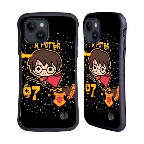 Head Case Designs Officially Licensed Harry Potter Deathly Hallows I Quidditch Broom Hybrid Case Compatible with Apple iPhone 15