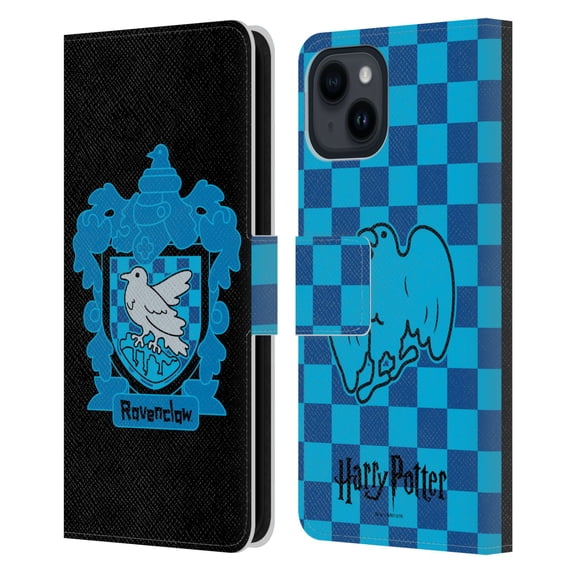 Head Case Designs Officially Licensed Harry Potter Deathly Hallows I Ravenclaw Crest Leather Book Wallet Case Cover Compatible with Apple iPhone 15