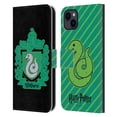 thumbnail image 1 of Head Case Designs Officially Licensed Harry Potter Deathly Hallows I Slytherin Crest Leather Book Wallet Case Cover Compatible with Apple iPhone 15 Plus, 1 of 6
