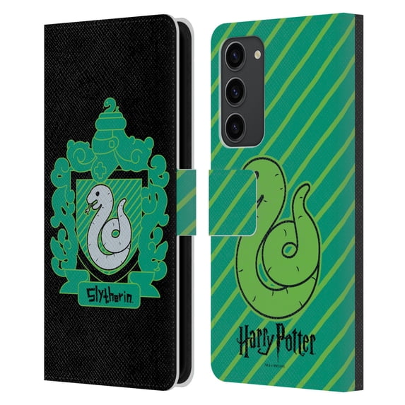 Head Case Designs Officially Licensed Harry Potter Deathly Hallows I Slytherin Crest Leather Book Wallet Case Cover Compatible with Samsung Galaxy S23+ 5G
