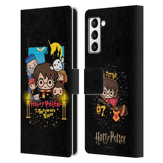 Head Case Designs Officially Licensed Harry Potter Deathly Hallows I Sorcerer's Stone Leather Book Wallet Case Cover Compatible with Samsung Galaxy S21+ 5G