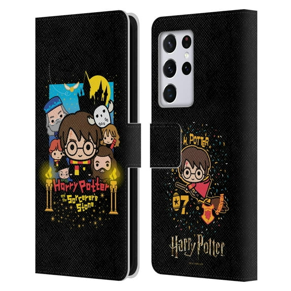 Head Case Designs Officially Licensed Harry Potter Deathly Hallows I Sorcerer's Stone Leather Book Wallet Case Cover Compatible with Samsung Galaxy S21 Ultra 5G