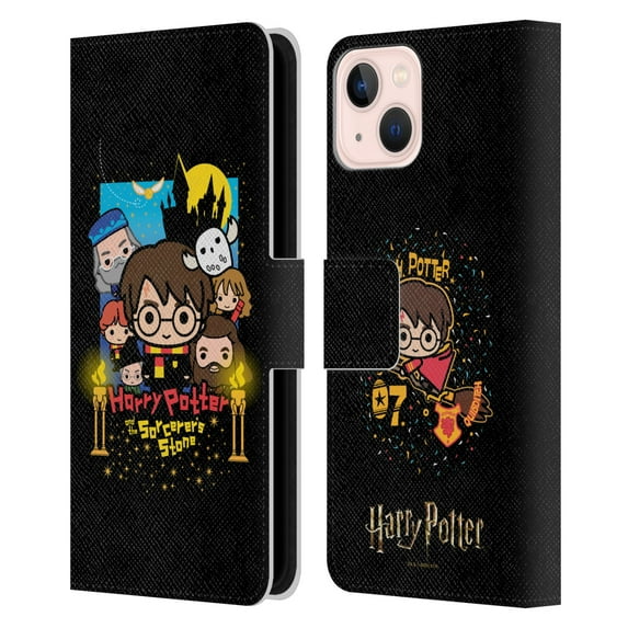 Head Case Designs Officially Licensed Harry Potter Deathly Hallows I Sorcerer's Stone Leather Book Wallet Case Cover Compatible with Apple iPhone 13