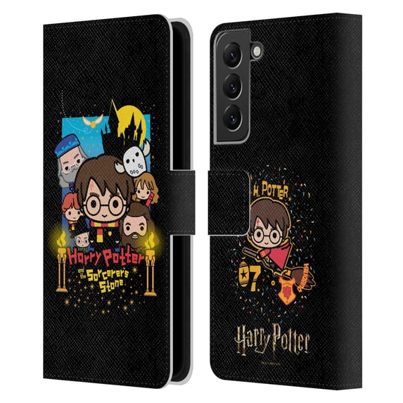 Head Case Designs Officially Licensed Harry Potter Deathly Hallows I Sorcerer's Stone Leather Book Wallet Case Cover Compatible with Samsung Galaxy S22+ 5G