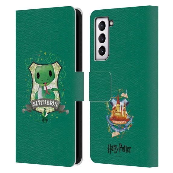 Head Case Designs Officially Licensed Harry Potter Deathly Hallows II Slytherin Leather Book Wallet Case Cover Compatible with Samsung Galaxy S21 5G