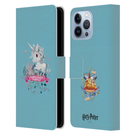 Head Case Designs Officially Licensed Harry Potter Deathly Hallows II Unicorn Leather Book Wallet Case Cover Compatible with Apple iPhone 13 Pro Max