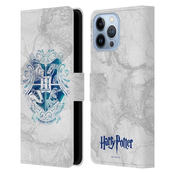 Head Case Designs Officially Licensed Harry Potter Deathly Hallows IX Hogwarts Aguamenti Leather Book Wallet Case Cover Compatible with Apple iPhone 13 Pro Max