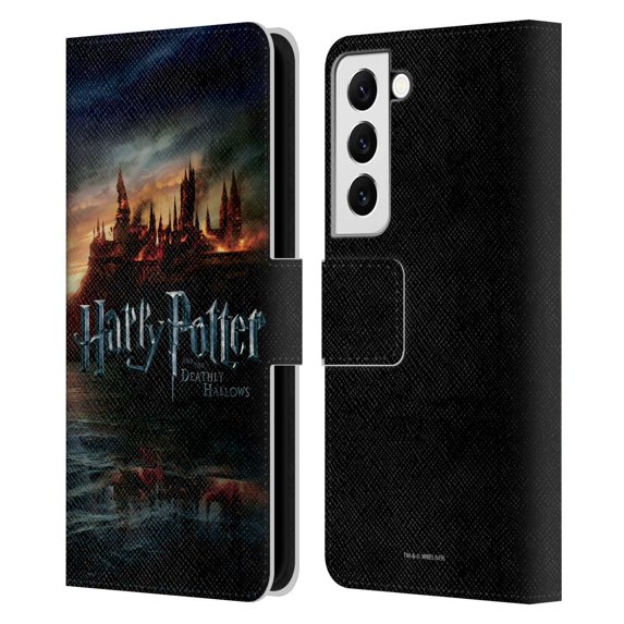 Head Case Designs Officially Licensed Harry Potter Deathly Hallows VIII Castle Leather Book Wallet Case Cover Compatible with Samsung Galaxy S22 5G