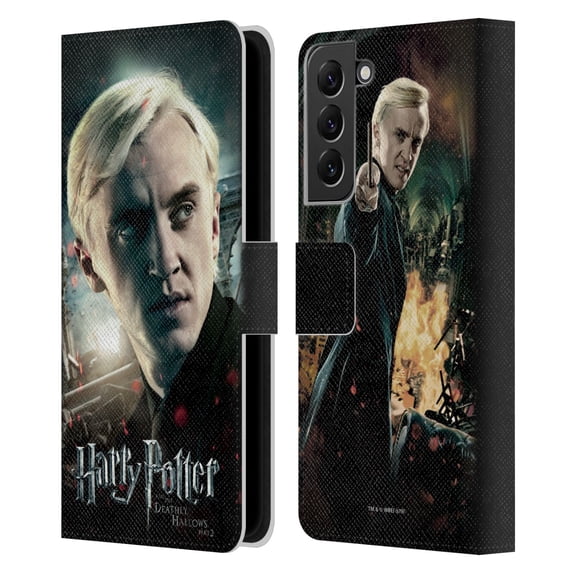 Head Case Designs Officially Licensed Harry Potter Deathly Hallows VIII Draco Malfoy Leather Book Wallet Case Cover Compatible with Samsung Galaxy S22+ 5G