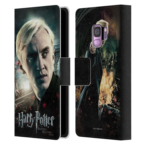 Head Case Designs Officially Licensed Harry Potter Deathly Hallows VIII Draco Malfoy Leather Book Wallet Case Cover Compatible with Samsung Galaxy S9