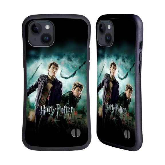 Head Case Designs Officially Licensed Harry Potter Deathly Hallows VIII Fred & George Weasley Hybrid Case Compatible with Apple iPhone 15 Plus