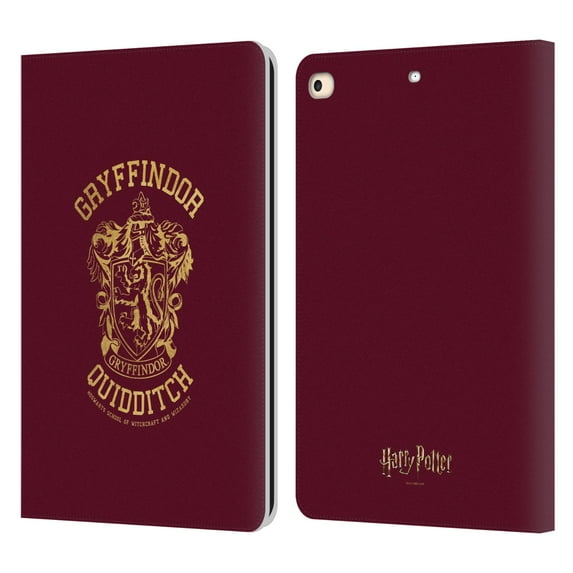 Head Case Designs Officially Licensed Harry Potter Deathly Hallows X Gryffindor Quidditch Leather Book Wallet Case Compatible with Apple iPad 9.7 2017 / iPad 9.7 2018