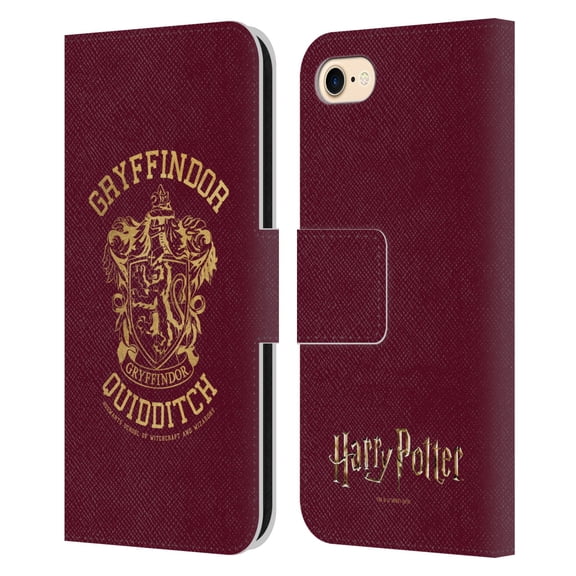 Head Case Designs Officially Licensed Harry Potter Deathly Hallows X Gryffindor Quidditch Leather Book Wallet Case Compatible with Apple iPhone 7 / 8 / SE 2020 & 2022