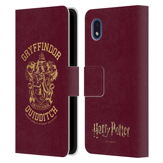 Head Case Designs Officially Licensed Harry Potter Deathly Hallows X Gryffindor Quidditch Leather Book Wallet Case Cover Compatible with Samsung Galaxy A01 Core (2020)
