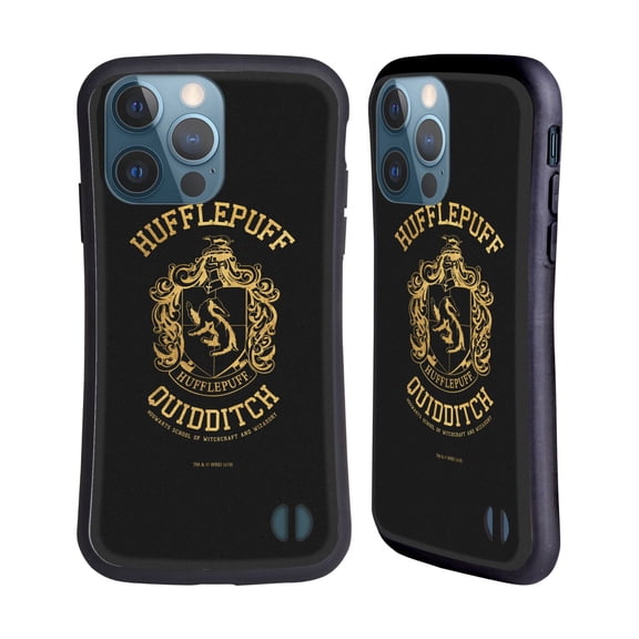 Head Case Designs Officially Licensed Harry Potter Deathly Hallows X Hufflepuff Quidditch Hybrid Case Compatible with Apple iPhone 13 Pro