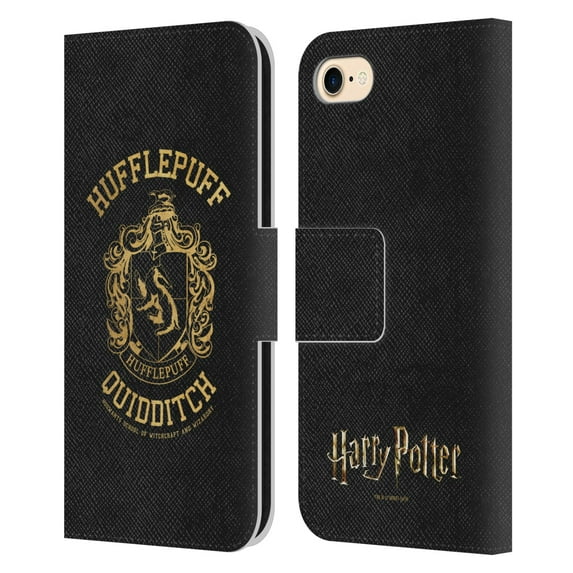 Head Case Designs Officially Licensed Harry Potter Deathly Hallows X Hufflepuff Quidditch Leather Book Wallet Case Compatible with Apple iPhone 7 / 8 / SE 2020 & 2022