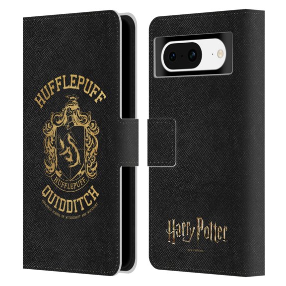 Head Case Designs Officially Licensed Harry Potter Deathly Hallows X Hufflepuff Quidditch Leather Book Wallet Case Cover Compatible with Google Pixel 8