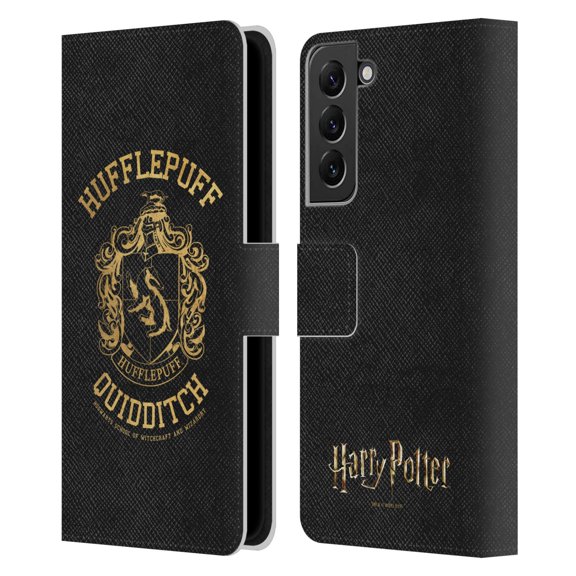 Head Case Designs Officially Licensed Harry Potter Deathly Hallows X Hufflepuff Quidditch Leather Book Wallet Case Cover Compatible with Samsung Galaxy S22+ 5G