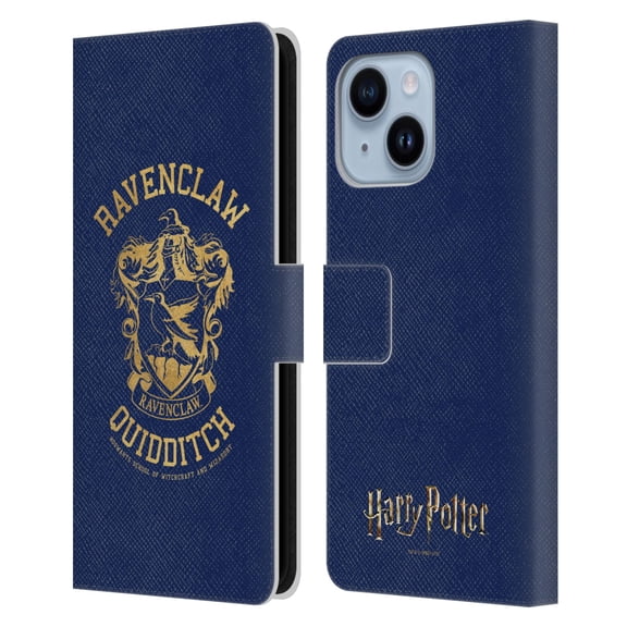Head Case Designs Officially Licensed Harry Potter Deathly Hallows X Ravenclaw Quidditch Leather Book Wallet Case Cover Compatible with Apple iPhone 14 Plus