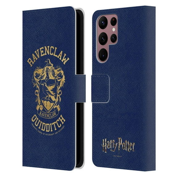 Head Case Designs Officially Licensed Harry Potter Deathly Hallows X Ravenclaw Quidditch Leather Book Wallet Case Cover Compatible with Samsung Galaxy S22 Ultra 5G