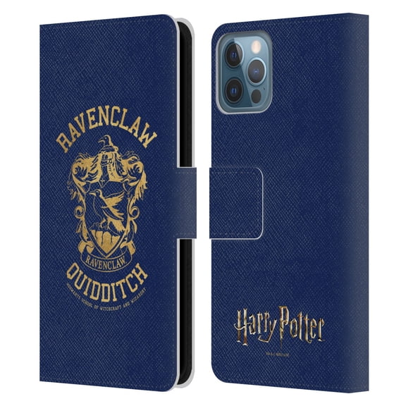 Head Case Designs Officially Licensed Harry Potter Deathly Hallows X Ravenclaw Quidditch Leather Book Wallet Case Cover Compatible with Apple iPhone 12 / iPhone 12 Pro
